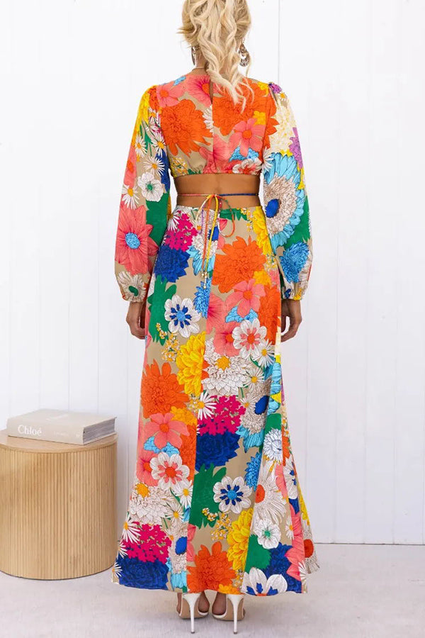 Riley - Floral Print Cutout Maxi Dress