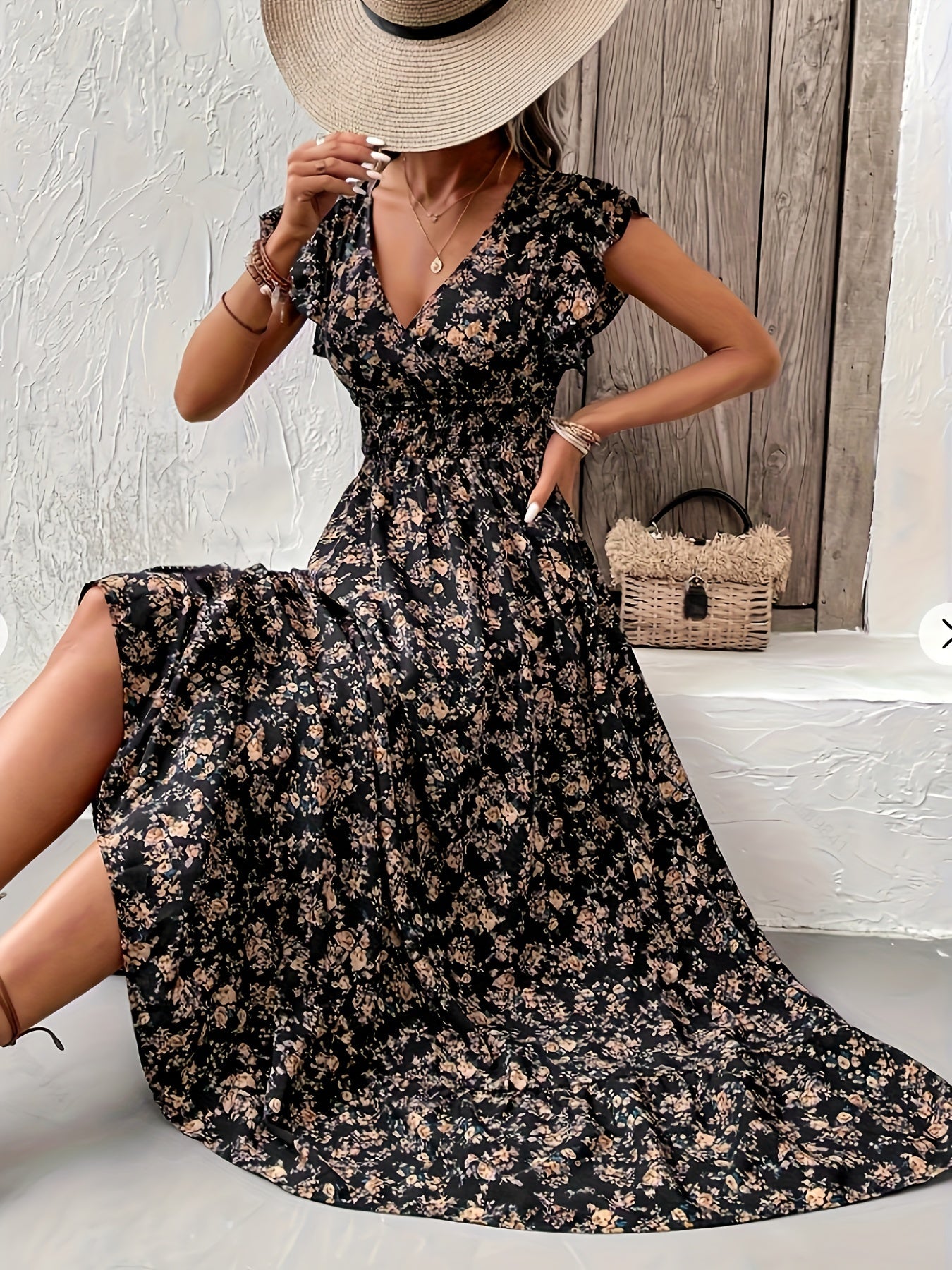 Jessa - Floral Print Waist Dress