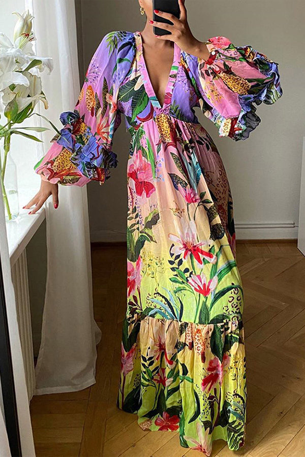 Hannah - Tropical Print Maxi Dress