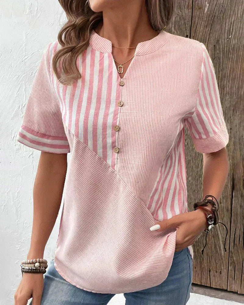 Miranda - Striped V-Neck Blouse