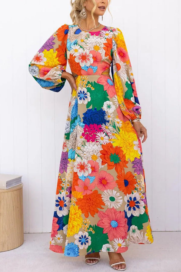 Riley - Floral Print Cutout Maxi Dress