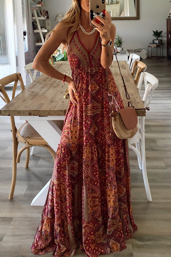 Celeste - Boho Printed Maxi Dress