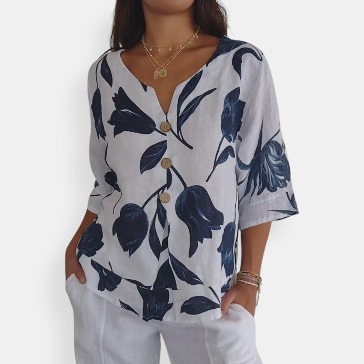 Maxine - Floral Button Blouse