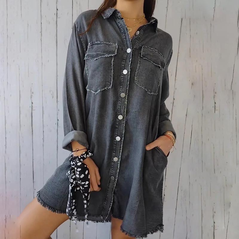 Deandra - Stylish Oversized Denim Shirt